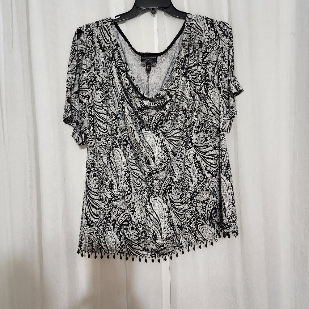 Dressbarn Collection Womens Blouse Short Sleeve Top Cowl Neck Size 22/24